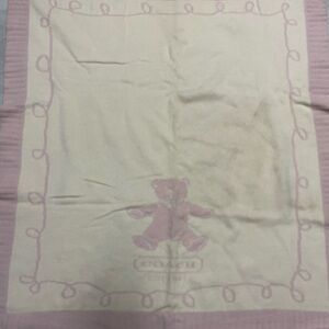 Pink and Cream Teddy Bear Blanket COACH cashmere 100 percent